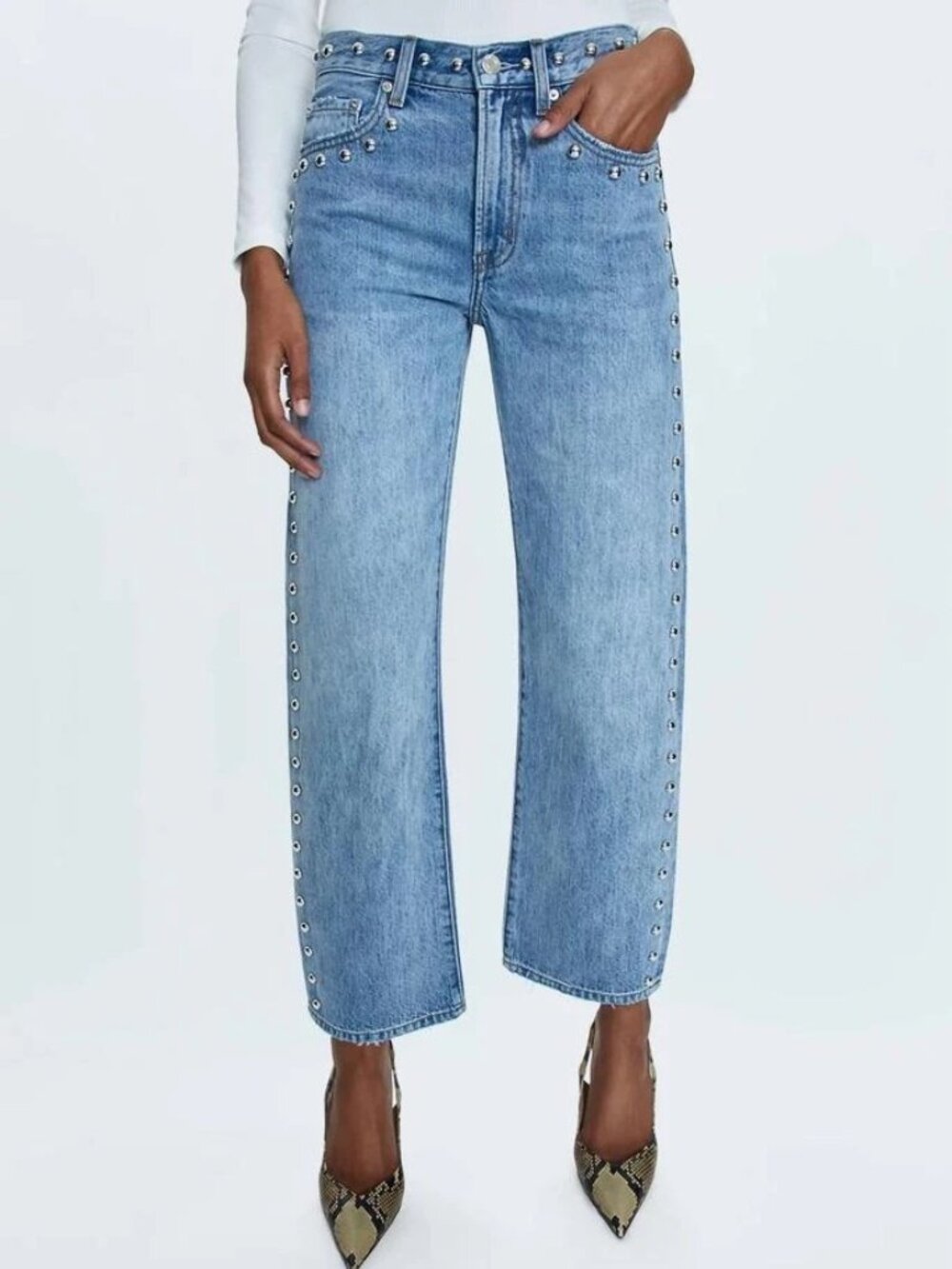 PISTOLA Satellite Lexi Mid Rise Studded Jeans Size 26